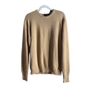 T. Harris London Men tight knit long sleeve tan size M 100% cotton sweater.